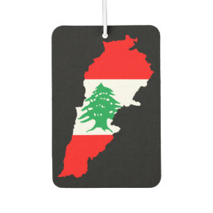 Lebanon Map with Flag Stone Magnet Car Air Freshener
