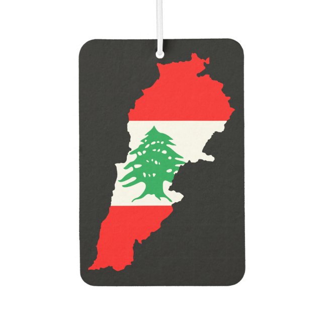 Lebanon Map with Flag Stone Magnet Car Air Freshener (Front)