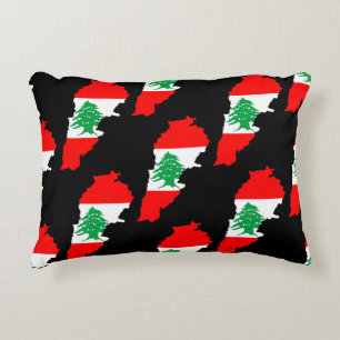 Lebanon Map with Flag Stone Magnet Decorative Cushion