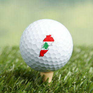 Lebanon Map with Flag Stone Magnet Golf Balls