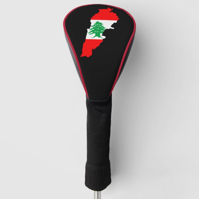 Lebanon Map with Flag Stone Magnet Golf Head Cover (Front)