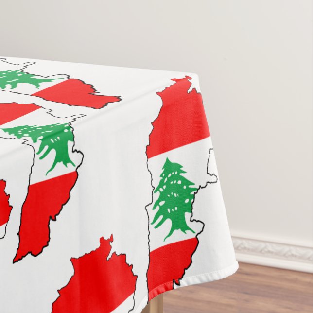 Lebanon Map with Flag Tablecloth (In Situ)