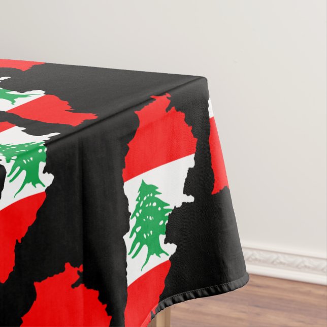 Lebanon Map with Flag Tablecloth (In Situ)