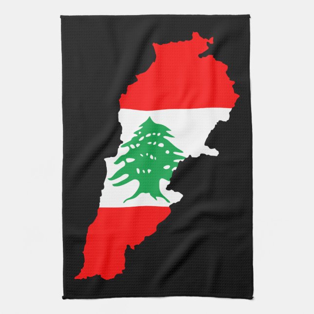 Lebanon Map with Flag Tea Towel (Vertical)