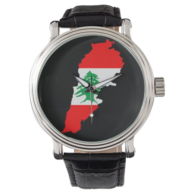 Lebanon Map with Flag Watch (Front)