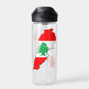 Lebanon Map with Flag Water Bottle