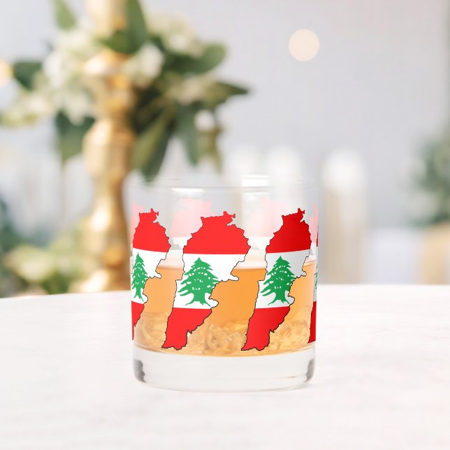 Lebanon Map with Flag Whiskey Glass (Insitu (Wedding))