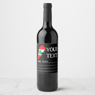 Lebanon Map with Flag Wine Label