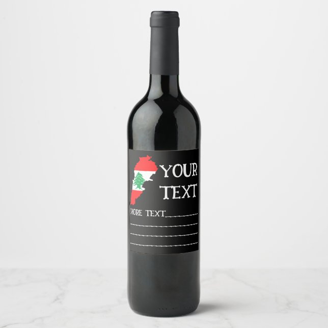 Lebanon Map with Flag Wine Label (Front)