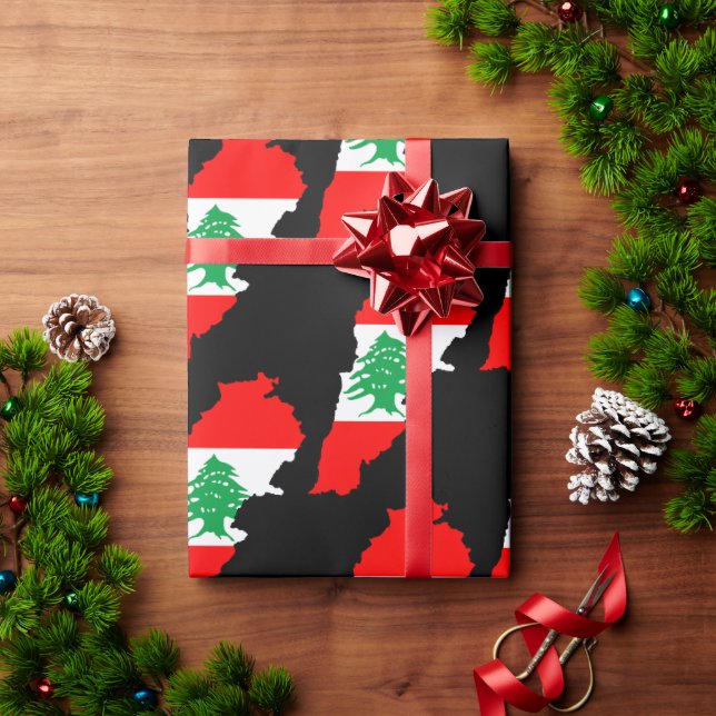 Lebanon Map with Flag Wrapping Paper (Holiday Gift)