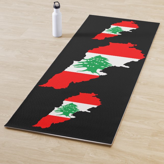 Lebanon Map with Flag Yoga Mat (In Situ)
