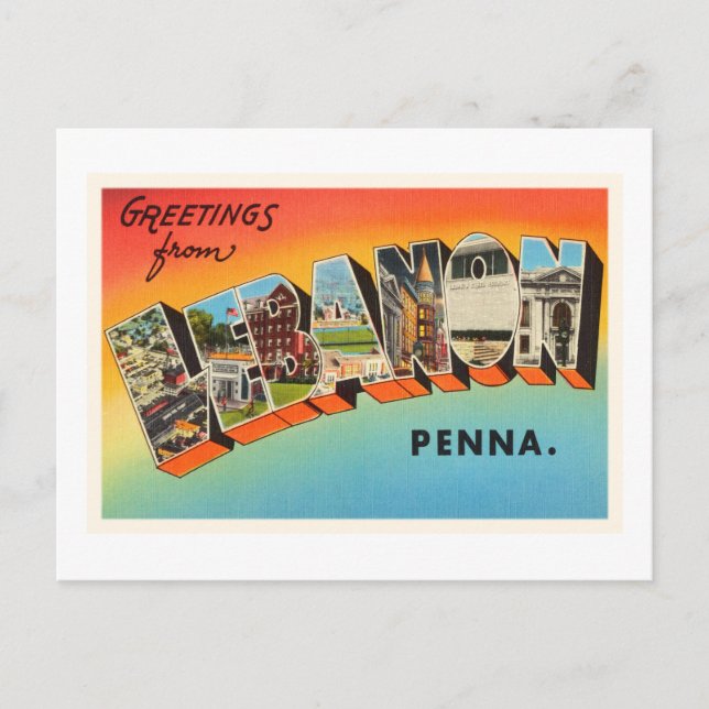 Lebanon Pennsylvania PA Vintage Travel Souvenir Postcard (Front)