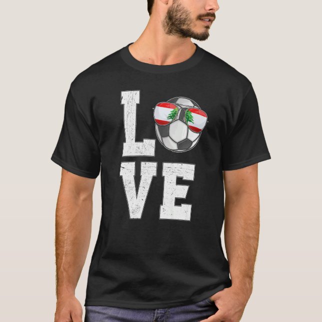 Lebanon Soccer Love Lebanese Fan Flag T-Shirt (Front)