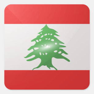 Lebanon square glossy flag square sticker