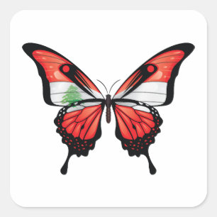 Lebanon Swallowtail Butterfly Flag Square Sticker