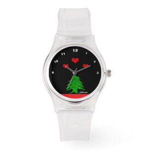 Lebanon watch, Red Hearts fashion, Lebanese flag Watch