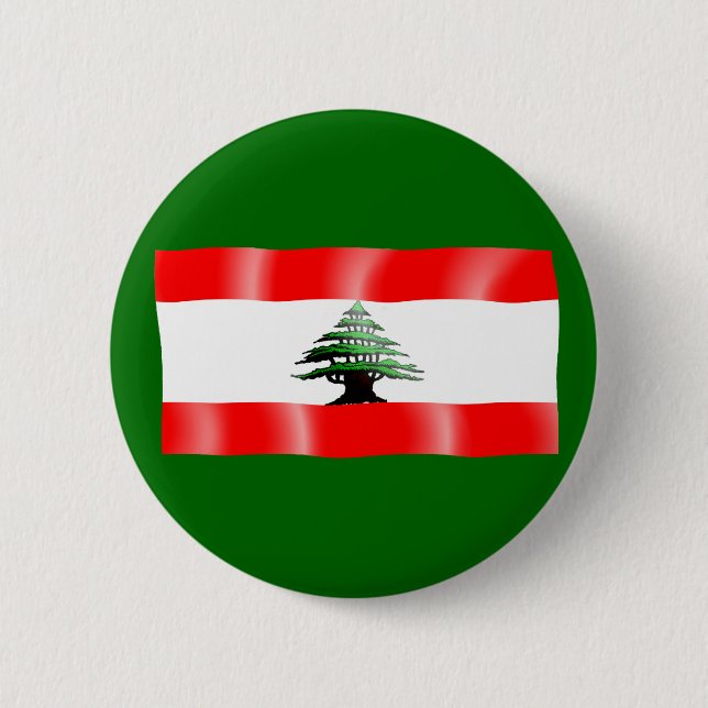 Lebanon Waving Flag Button (Front)