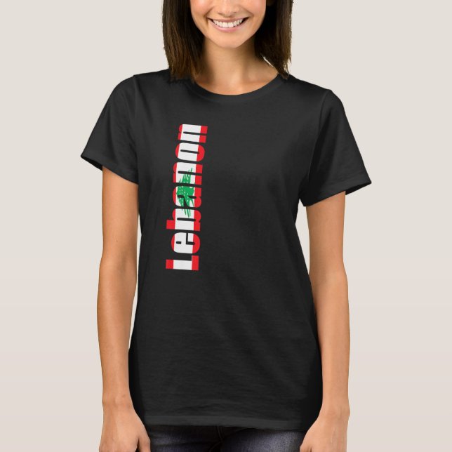 Lebanon with flag colours on the side of T-Shirt (Front)
