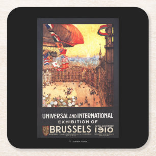 Lebaudy Airship with World Flags at Expo Square Paper Coaster