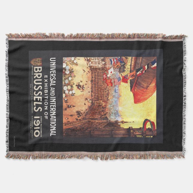 Lebaudy Airship with World Flags at Expo Throw Blanket (Front)