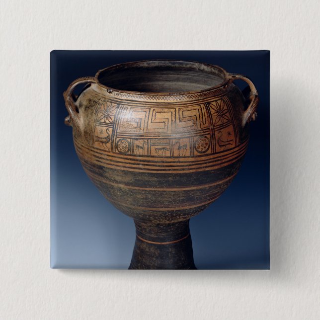 Lebes decorated with a geometric pattern 15 cm square badge (Front)