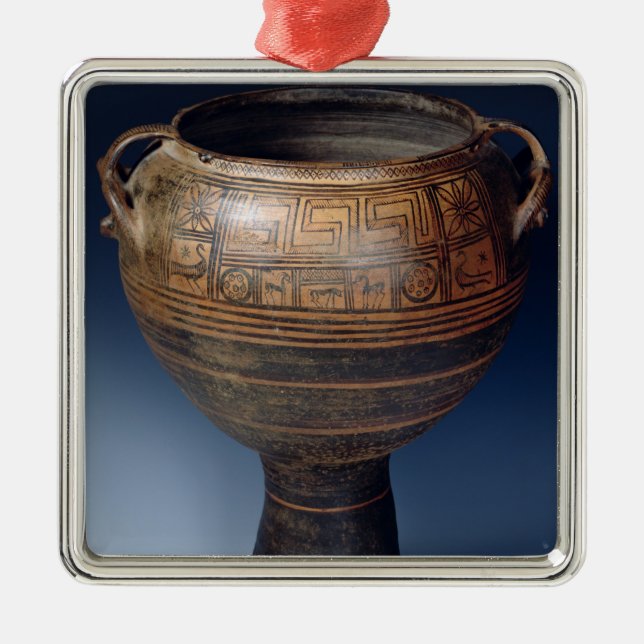 Lebes decorated with a geometric pattern metal tree decoration (Front)