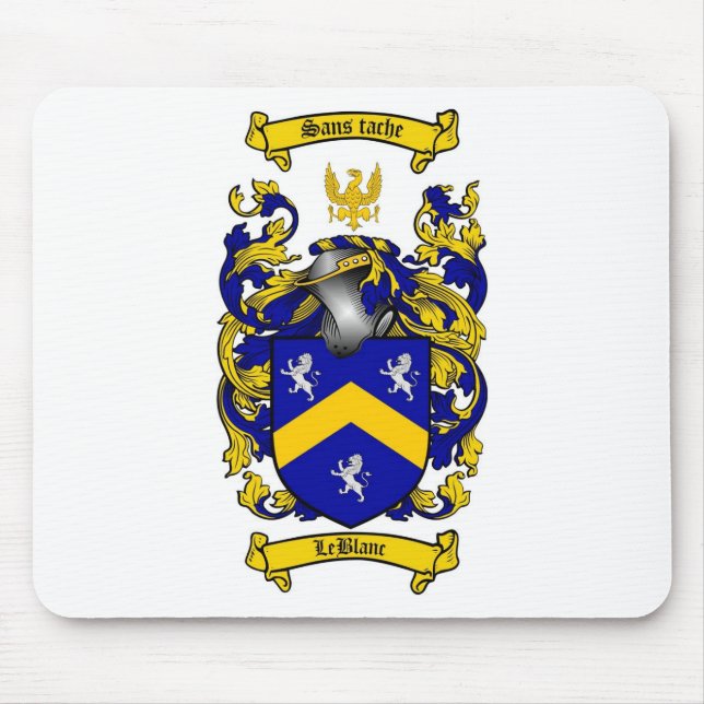 LEBLANC FAMILY CREST -  LEBLANC COAT OF ARMS MOUSE MAT (Front)