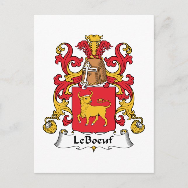 LeBoeuf Family Crest Postcard (Front)
