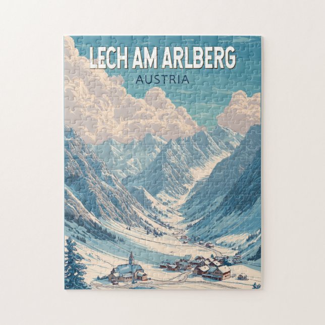 Lech am Arlberg Austria Illustration Travel Art Jigsaw Puzzle (Vertical)
