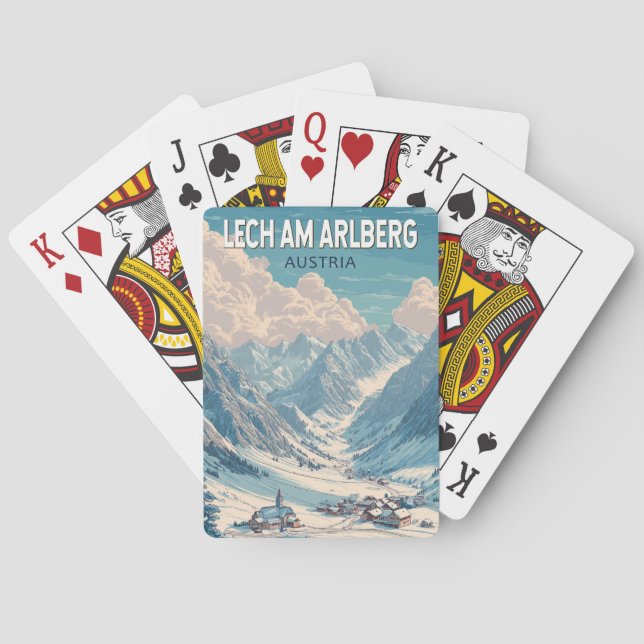 Lech am Arlberg Austria Illustration Travel Art Playing Cards (Back)