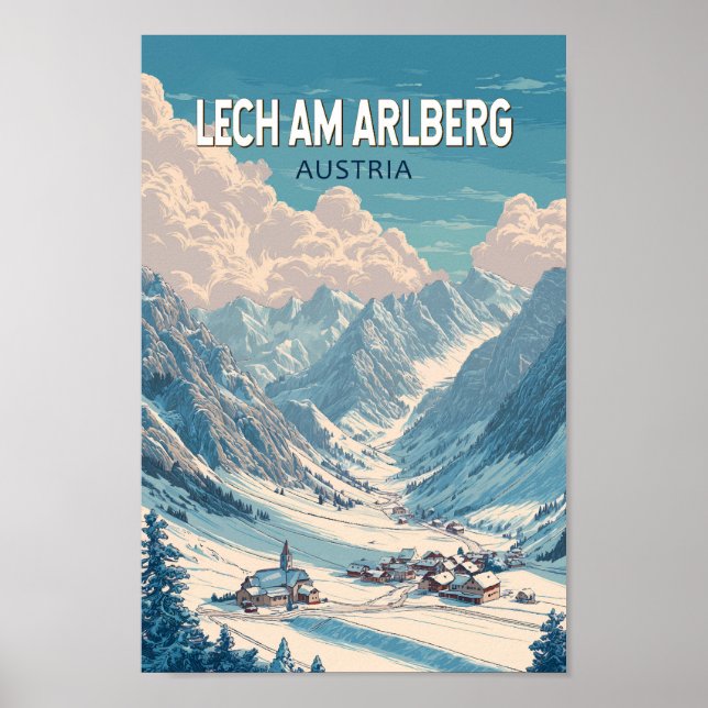 Lech am Arlberg Austria Illustration Travel Art Poster (Front)