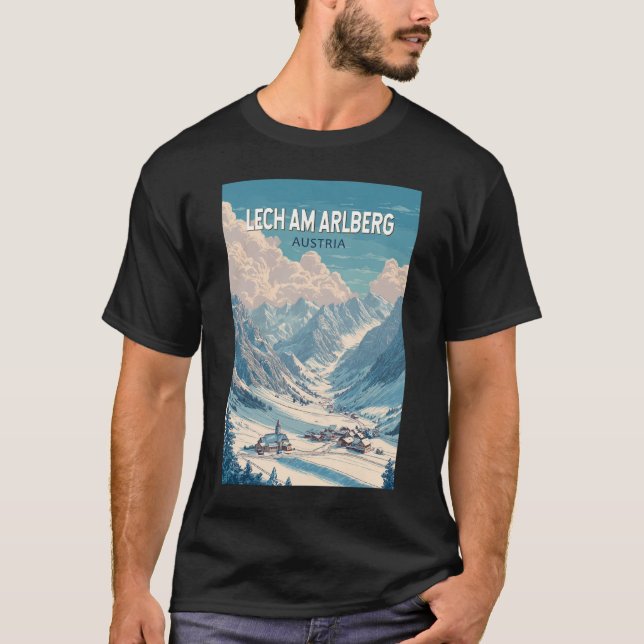 Lech am Arlberg Austria Illustration Travel Art T-Shirt (Front)
