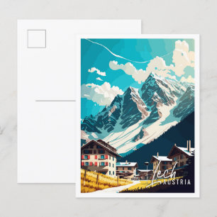 Lech Austria Art vintage travel illustration Postcard