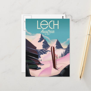 Lech Austria Ski poster. Postcard