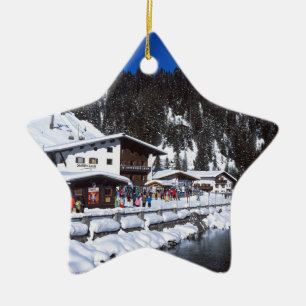 Lech Austria Winter Holiday Card Poster Photo Bloc Ceramic Tree Decoration