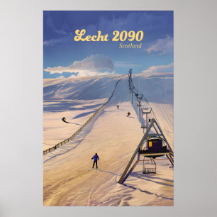 Lecht 2090 Scotland Ski Resort Travel Poster