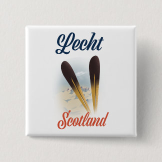 Lecht Scotland Ski poster travel art 15 Cm Square Badge