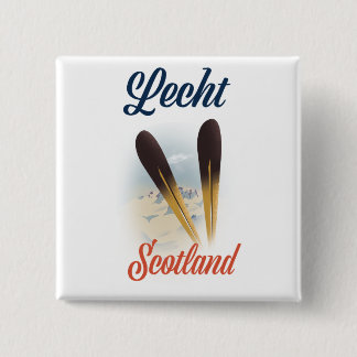 Lecht Scotland Ski poster travel art 15 Cm Square Badge