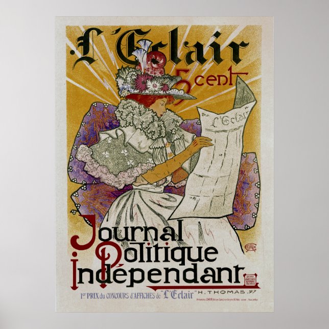 L'Eclair ~ Independant Political Newspaper Poster (Front)