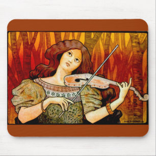 Lecons Music Violin Vintage Poster Mouse Mat
