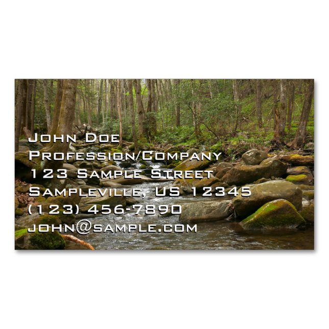 LeConte Creek at Great Smoky Mountains Magnetic Business Card (Front)