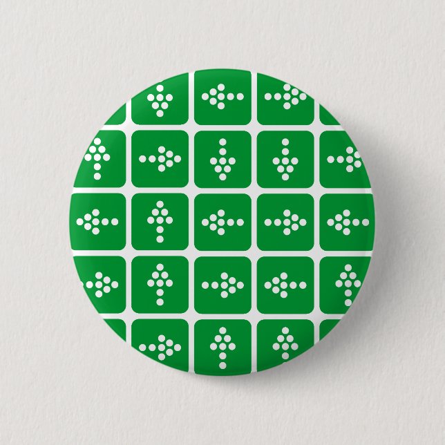 LED Arrow Square Green 6 Cm Round Badge (Front)