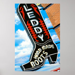 Leddy Boots Store Retro Neon Sign Poster