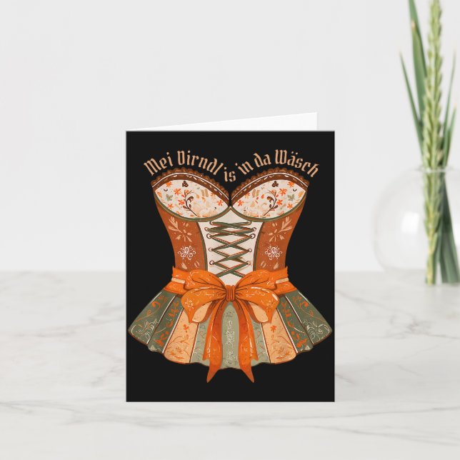Lederhosen Costume Cute German Bavarian Women  Card (Front)