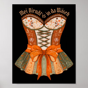 Lederhosen Costume Cute German Bavarian Women  Poster