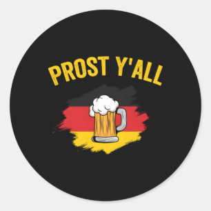 Lederhosen Oktoberfest Prost Y'All Classic Round Sticker