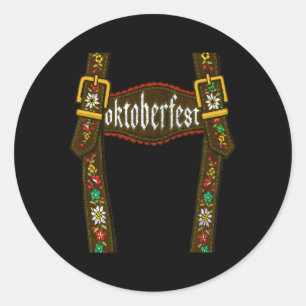Lederhosen Suspenders Oktoberfest Bavarian Munich  Classic Round Sticker