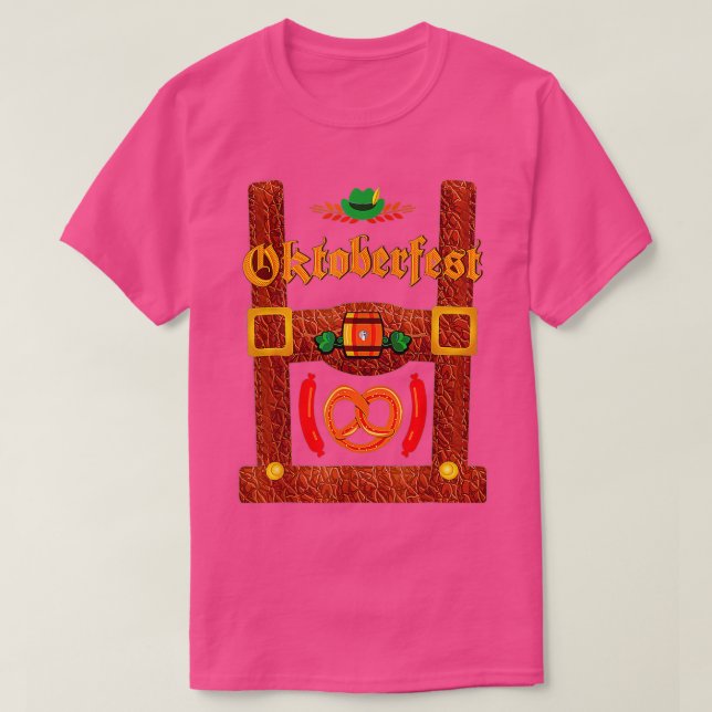 Lederhosen Suspenders Oktoberfest Bavarian Munich T-Shirt (Design Front)