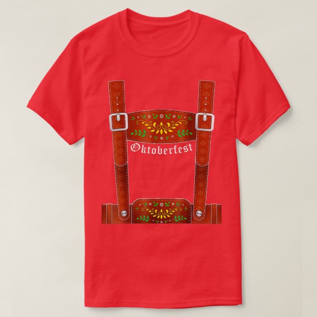 Lederhosen Suspenders Oktoberfest Halloween Bavari T-Shirt (Design Front)