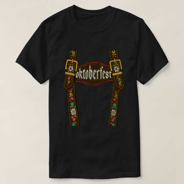 Lederhosen Suspenders Tee Oktoberfest Bavarian Mun (Design Front)